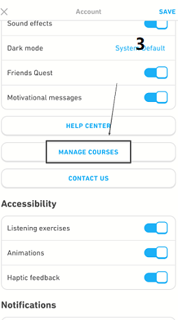 find the Manage Courses