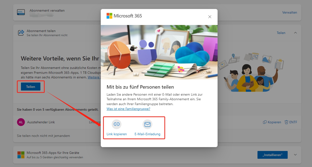So-teilen-Sie-ein-Microsoft-365-Abonnement